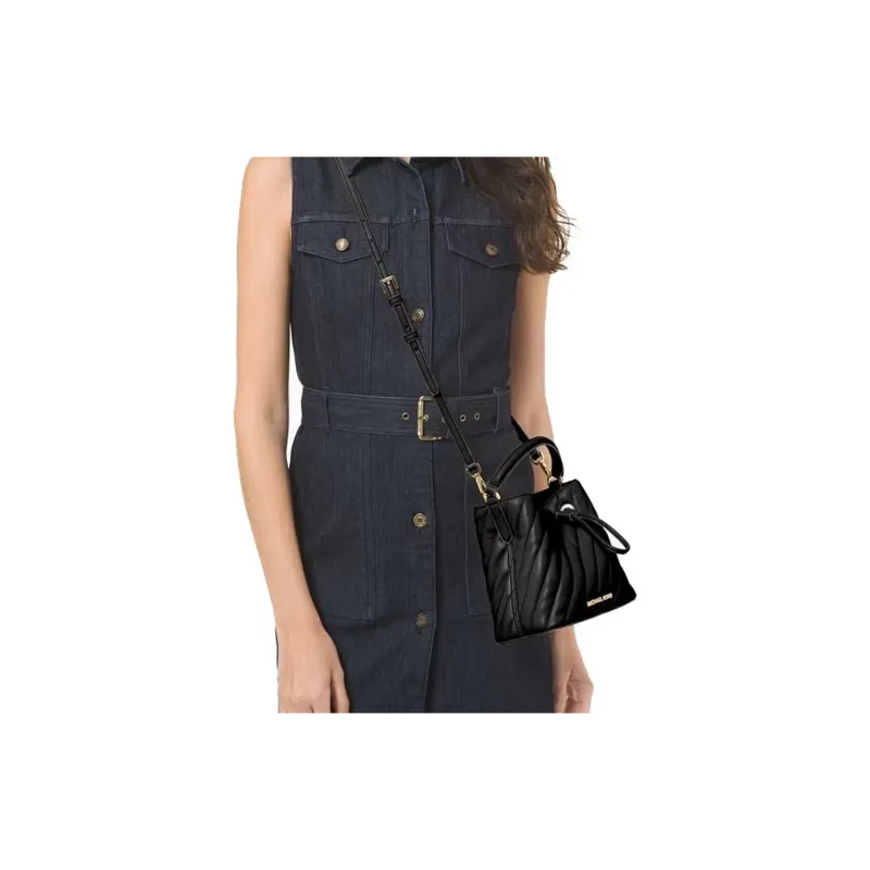 MICHAEL KORS Abbey Bucket Bag, Shoulder Bag, Crossbody Bag Small Size Women's Black-2