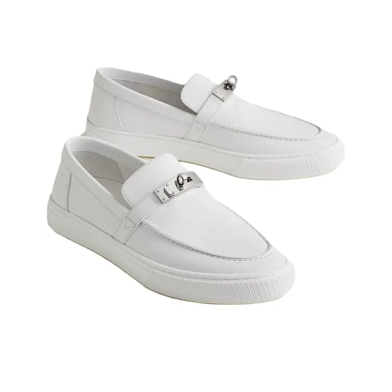 HERMES Game Loafers Men's White-2