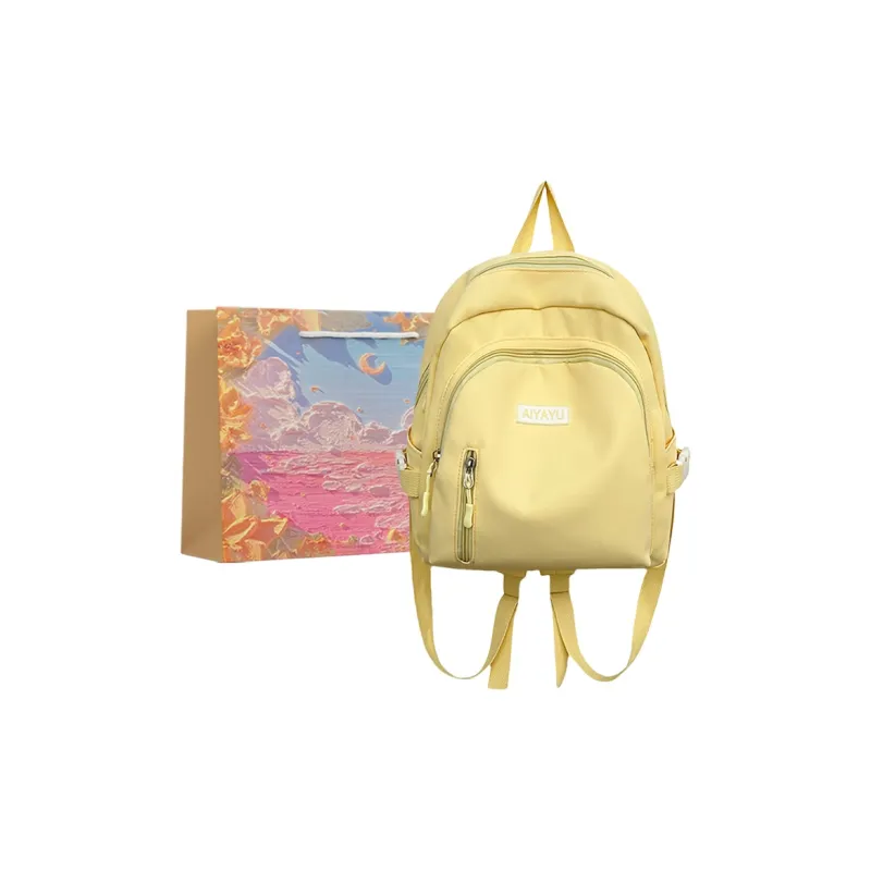 BRINCH Nylon Backpack Women's White/Pink/Yellow/Green/Black-8