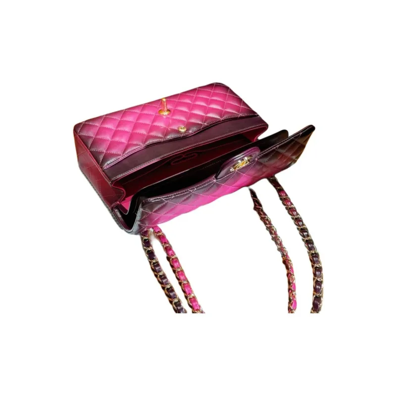 CHANEL Classic Flap CF Lambskin Shoulder Bag, Crossbody Bag, Handbag Women's Fuchsia-5