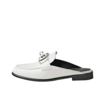 HERMES Closed Toe Slippers Women's White