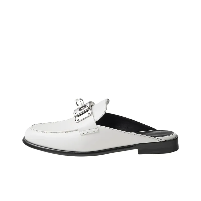 HERMES Closed Toe Slippers Women's White-0