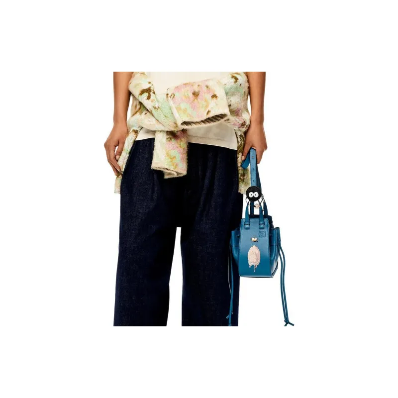 LOEWE Calfskin Drawstring Bag Portable Crossbody Bag Shoulder Bag Mini Unisex Lagoon Blue-5