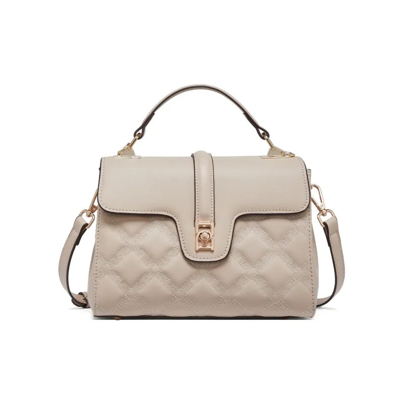 RED DRAGONFLY Split Cow Leather Crossbody Handbag Regular Women's Milk Tea-0