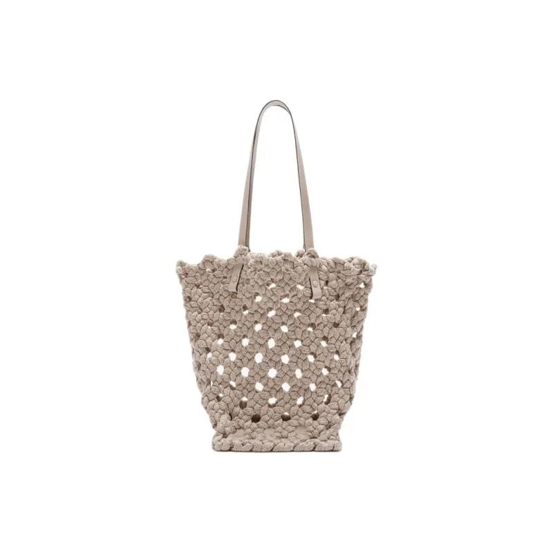 Valextra Woven Fabric With Calfskin One Shoulder Handbag Regular Women's Nude Pink-1