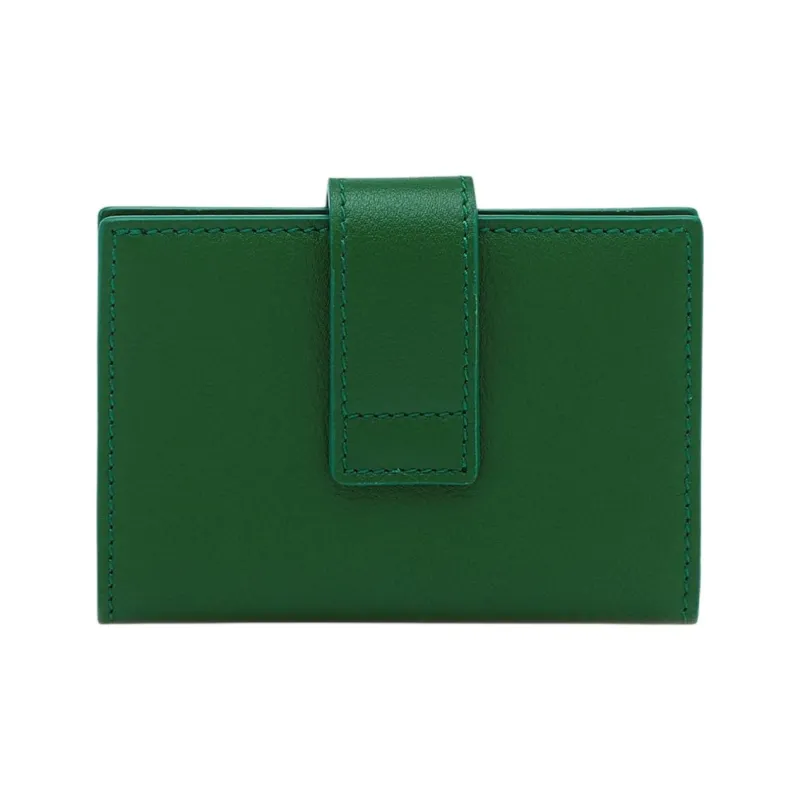 FERRAGAMO Calfskin Card Holder Women's Forest Green-1
