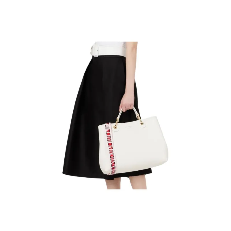 EMPORIO ARMANI Leather Handbag Handbag Large Size Women's White-3
