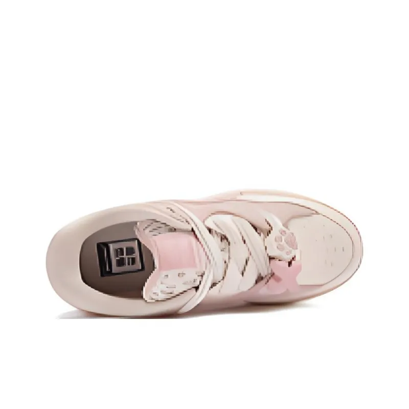 QIAODAN Wear resistant And Lightweight Low Top Skateboard Shoes Women's Pink-3