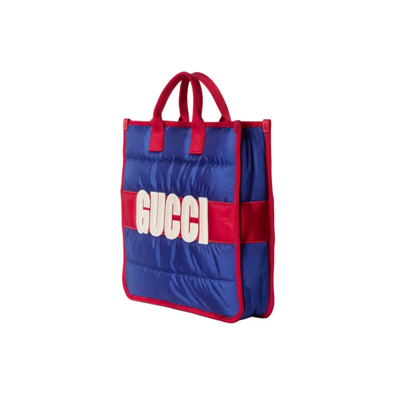 GUCCI Nylon Tote Bag Shopping Bag Handbag Kids' Blue & Red-1
