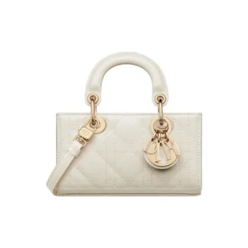 DIOR Lady D-JOY Patent Leather Cowhide Dior Bag Shoulder Bag Crossbody Bag Handbag Extra Mini Women's Ash Ivory