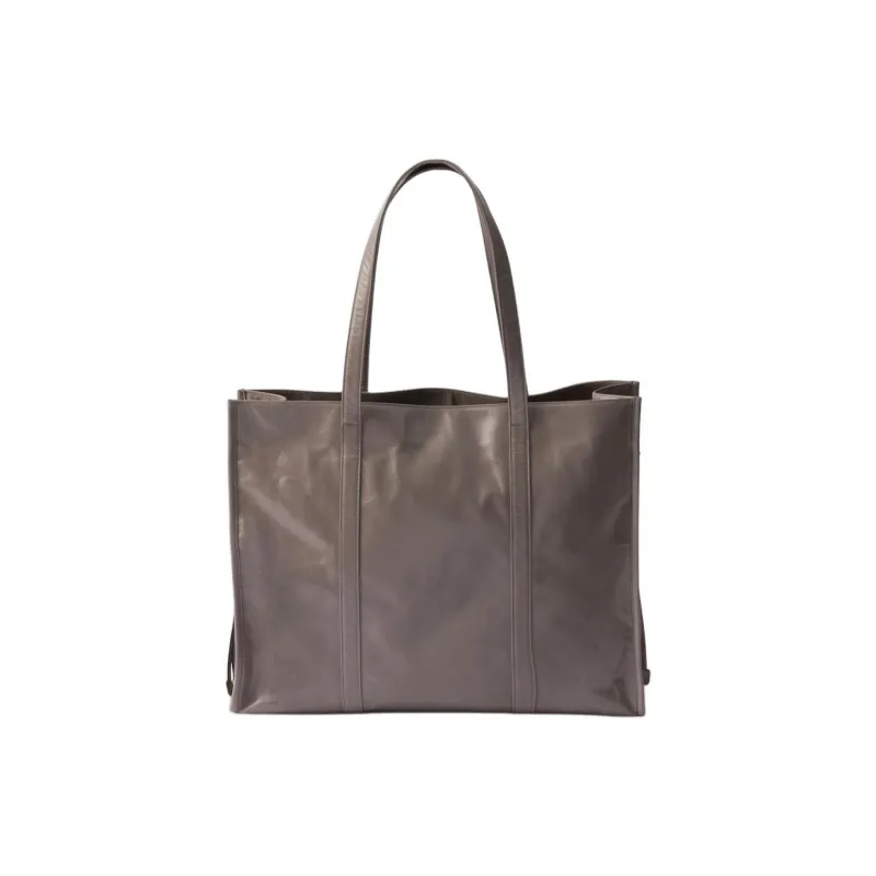 PRADA Leather Tote Bag, Shopping Bag, Handbag Tubas Women's Tin Silver-2