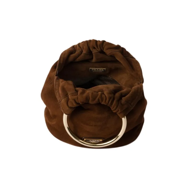 PRADA Suede One Shoulder Handbags Mini Women's Cocoa Brown-3