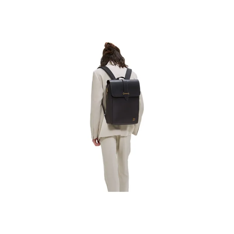 UMM Nylon Fabric Backpack Medium Size Unisex Black-4