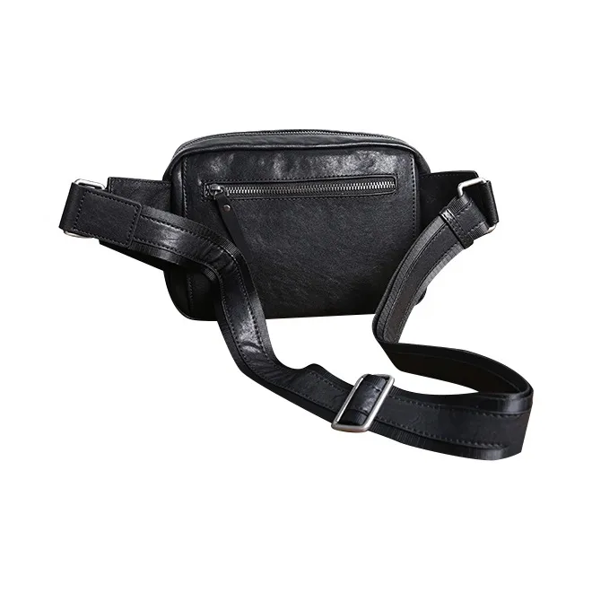 DOSRFINI Top Grain Cow Leather One Shoulder Crossbody Sling Bags Regular Men's Black-1
