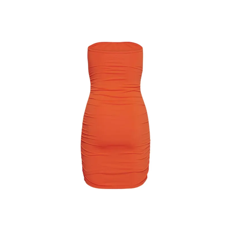 ARITZIA Contour Contour Ruched Mini Tube Dress Sleeveless Dress Women's Hot Cheeky Red/Hot Blush Red Lips-1