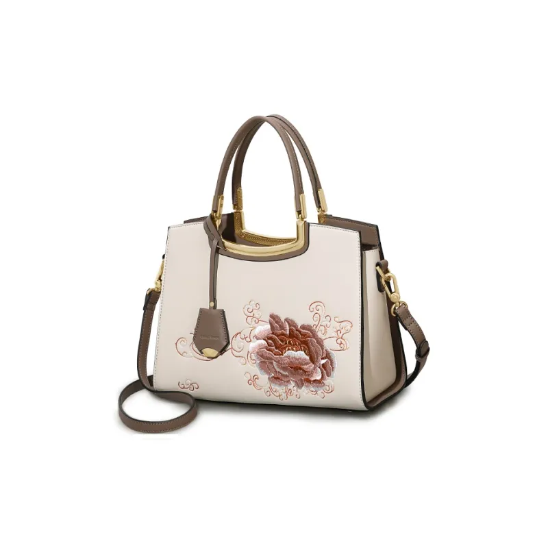CinvaiKrose Synthetic Leather Shoulder Bag Crossbody Bag Handbag Medium Size Women's Cream White/Guizhi Red-2