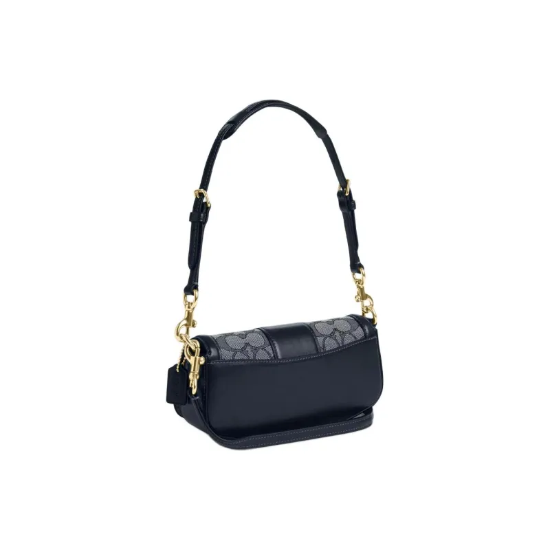 COACH Jacquard With Calfskin Portable Crossbody Bag, Shoulder Bag Women's Midnight Marine Blue-1