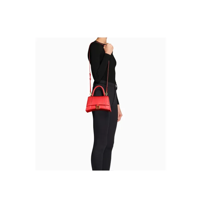 Balenciaga Hourglass Small Top Handle Bag Red-5