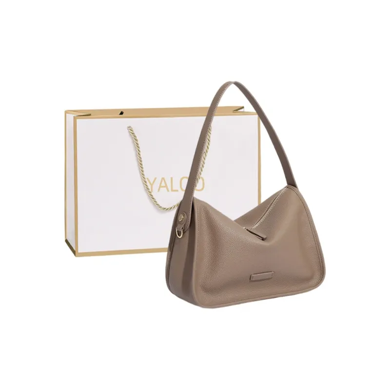 Yalu Cow Leather Underarm Handbag, Shoulder Bag Women's White/Black/Premium Gray-6