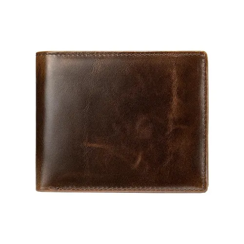 TTaG．baG Cow Leather Wallet Men's Coffee/Oil Coffee/Black/Black Fine-Grained