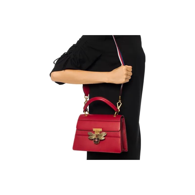 GUCCI Queen Margaret Leather Shoulder Bag Crossbody Bag Handbag Women's Red-4