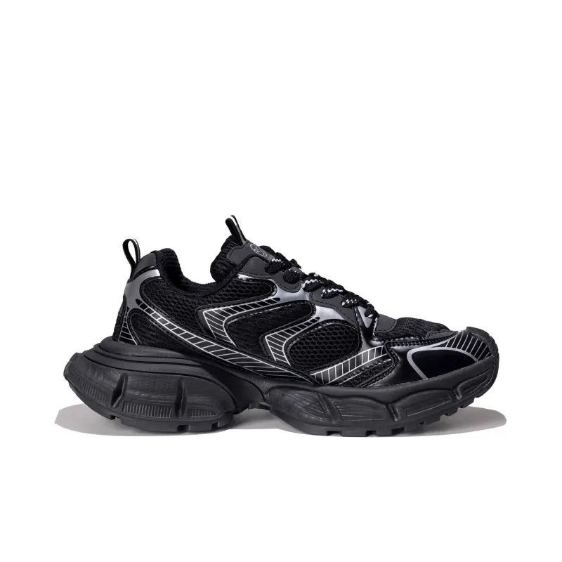 Hong Kong Meng Anti Slip Wear Resistant Breathable Lightweight Height Increasing Low Top Chunky Sneakers Unisex Black-1