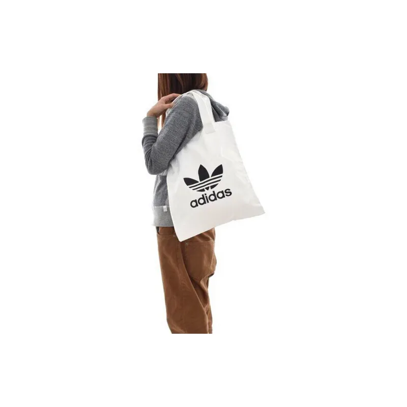 Adidas Originals Cotton Fabric Handbag Tote Bag Shopping Bag Shoulder Bag Regular Unisex White-3