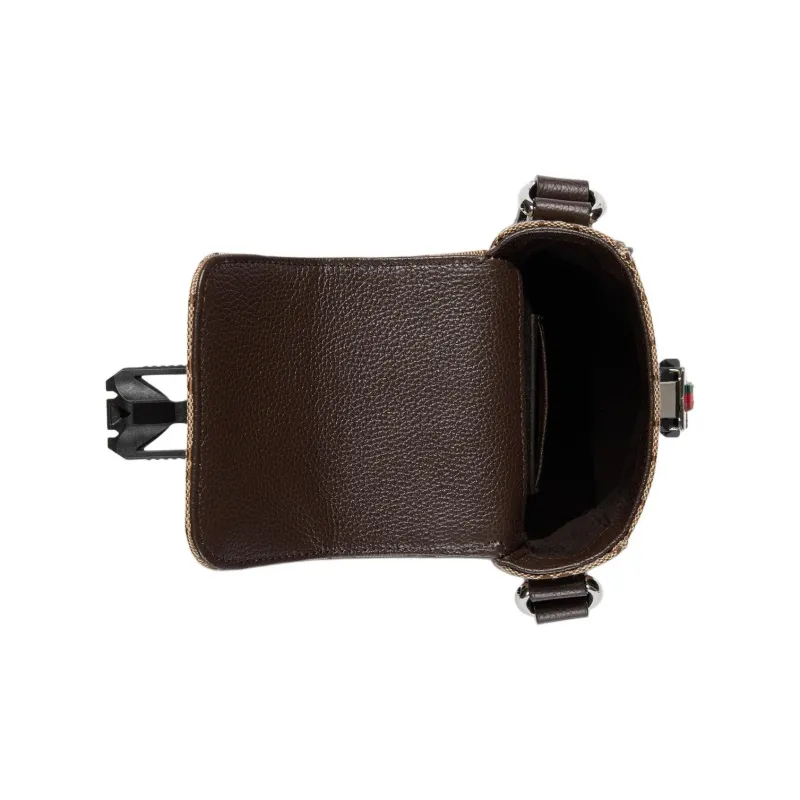 GUCCI Canvas With Leather Crossbody Bag, Shoulder Bag Mini Men's Beige & Ebony-6