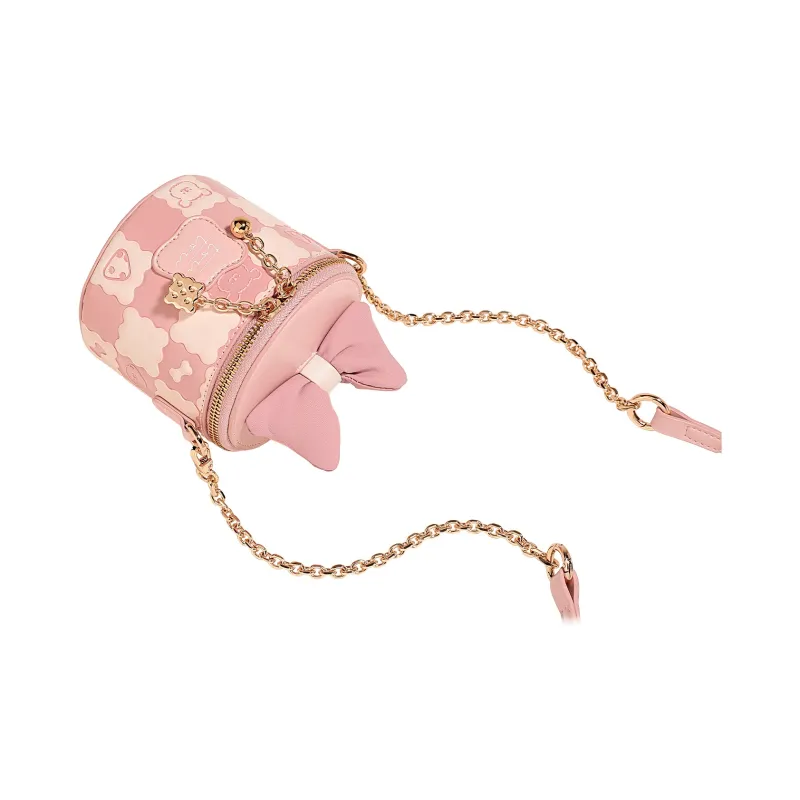 TOUTOU Maltese Collaboration PU Crossbody Bags Trumpets Women's Light Snow Strawberry Pink-2