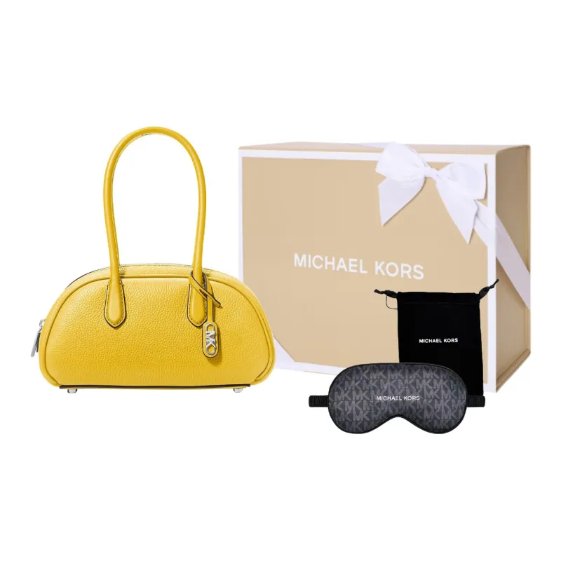 MICHAEL KORS Litchi Grain Leather One Shoulder Handbag Trumpets Women's Yellow-2