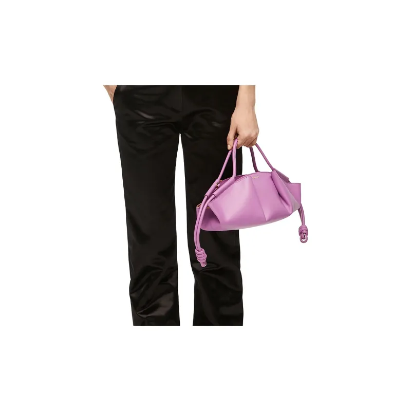 LOEWE Shiny Nappa Cow Leather Dumpling Bag Shoulder Bag Crossbody Bag Handbag Small Size Women's Purple-8