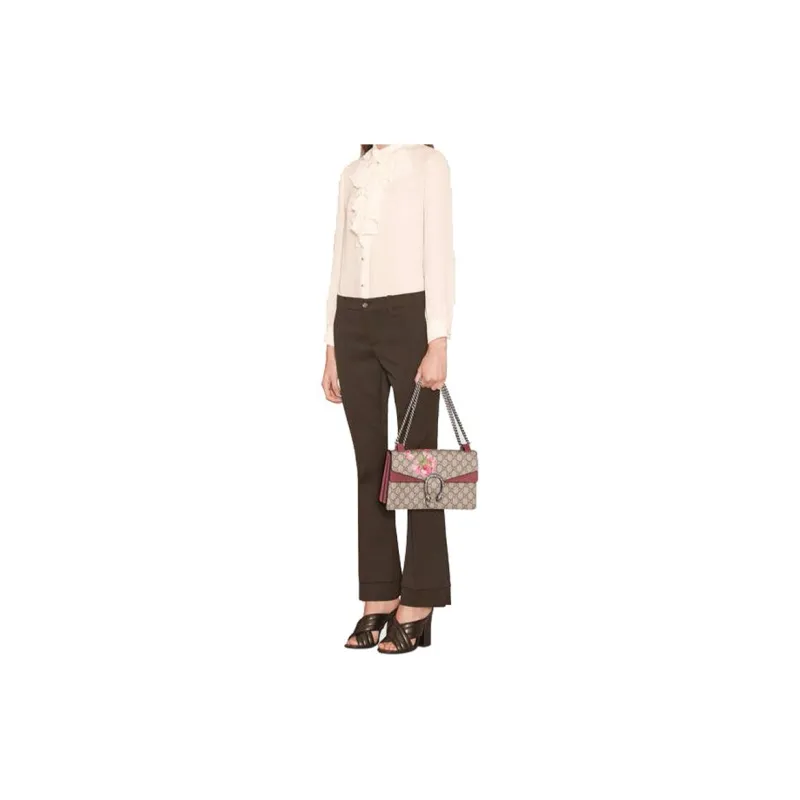 GUCCI Dionysus GG Blooms Canvas With Leather Shoulder Bag Crossbody Bag Medium Size Women's Ebony/Pink-6