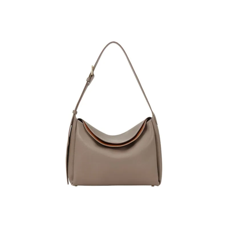 COCCINELLE Cow Leather Handbag Shoulder Bag Large Size Women's Light Gray-0