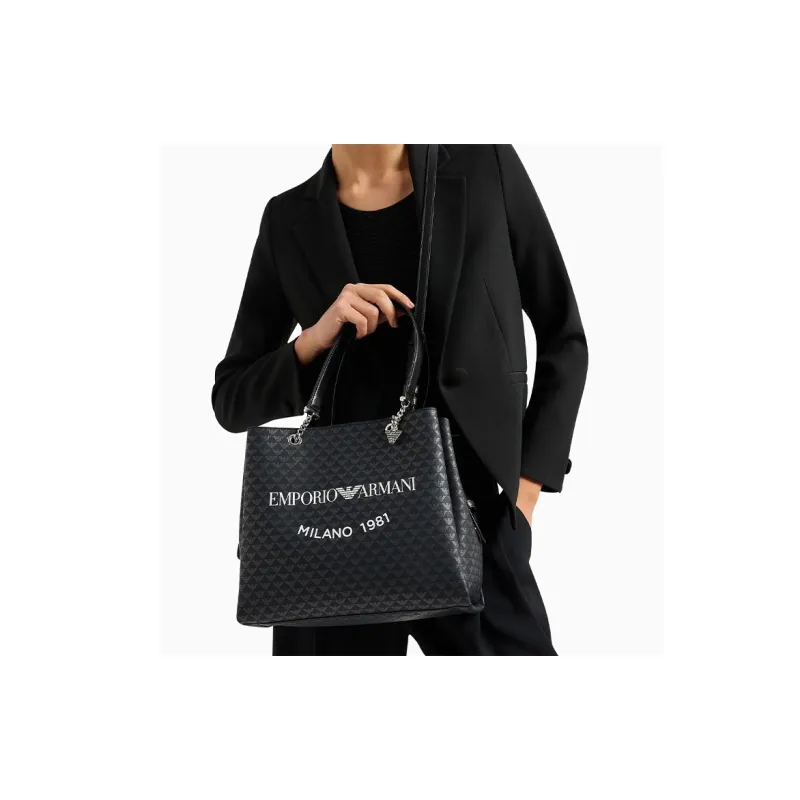 EMPORIO ARMANI Polyester Tote Bag, Shopping Bag, Combo Bag, Shoulder Bag, Crossbody Bag, Handbag Women's Black-3