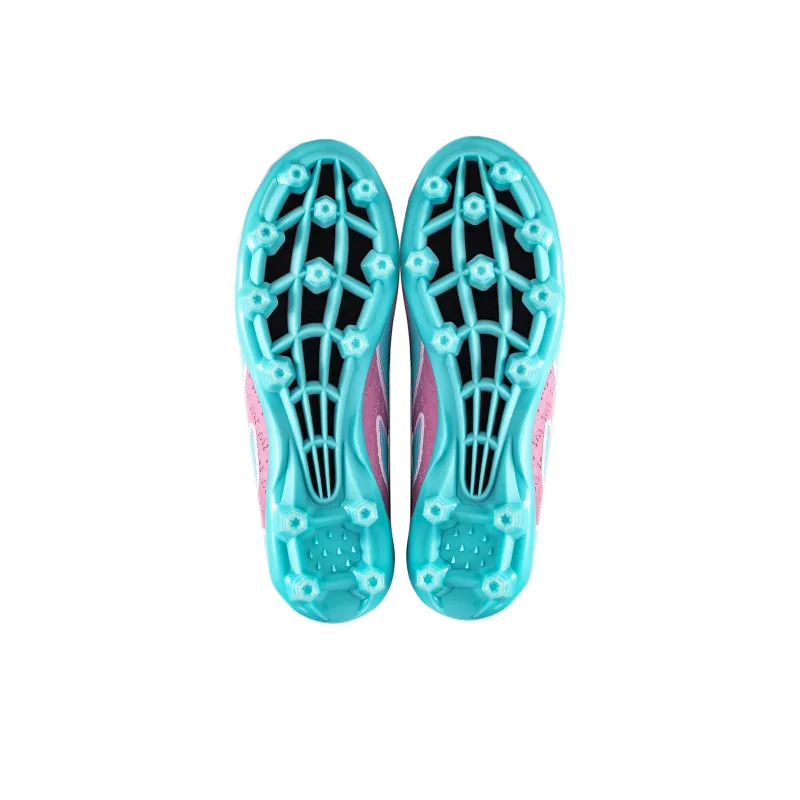 TriVict Win A Hundred Battles And Win A Hundred Victories. Soccer Shoes Unisex Mid Top White/Pink/Aqua/Blue-11
