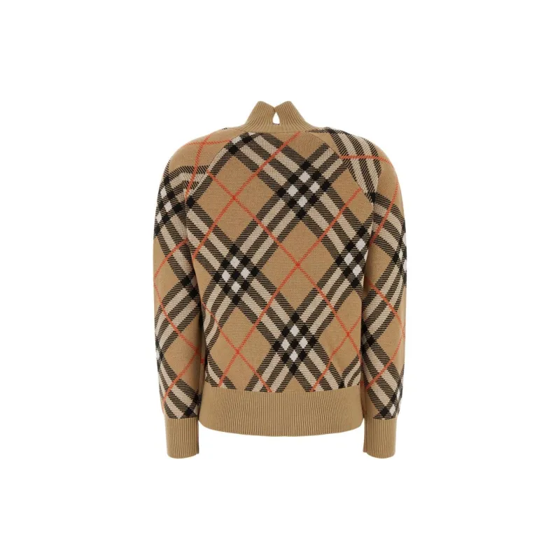 Burberry Checked Knitted Zip Up Jacket-1