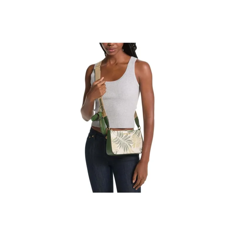 MICHAEL KORS Jet Set Travel Fabric/Leather Shoulder Bag, Crossbody Bag Trumpets Women's Green/Pink/Black-2
