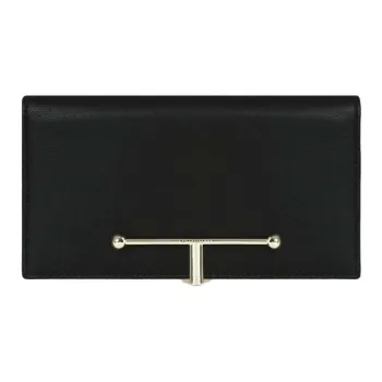 Strathberry Calfskin Wallet Large Size Women's Black