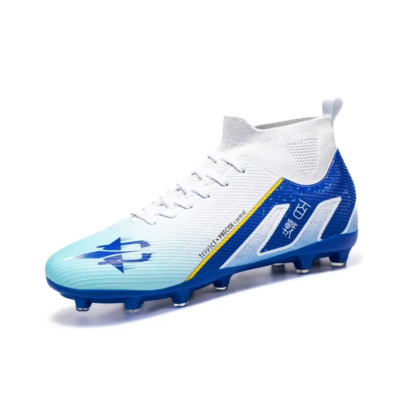 TriVict Win A Hundred Battles And Win A Hundred Victories. Soccer Shoes Unisex Mid Top White/Pink/Aqua/Blue-24