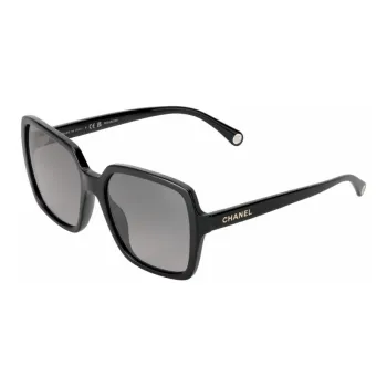 CHANEL Plate Frame Irregular Shape Sunglasses Unisex Black