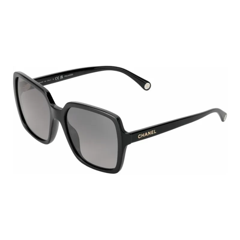 CHANEL Plate Frame Irregular Shape Sunglasses Unisex Black-0