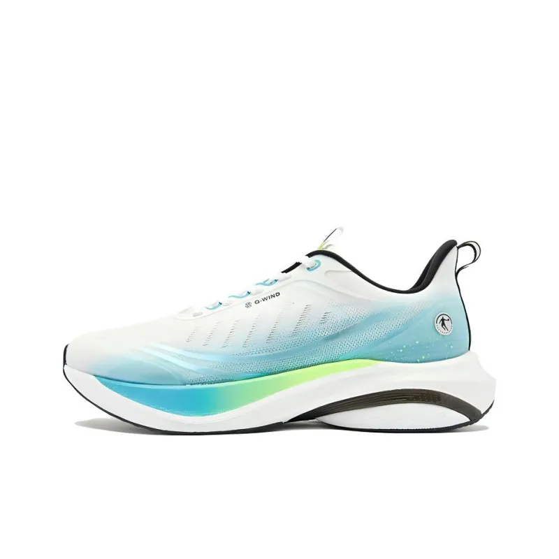 QIAODAN Borderless 6.0 Cushioning Wear Resistant Low Top Casual Running Shoes Men's White Blue-0
