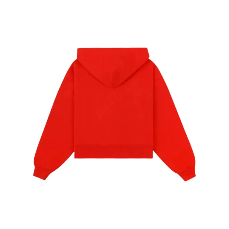 SPORTY & RICH Royal Club Zipped Cropped Hoodie 'Bright Red/White'-1
