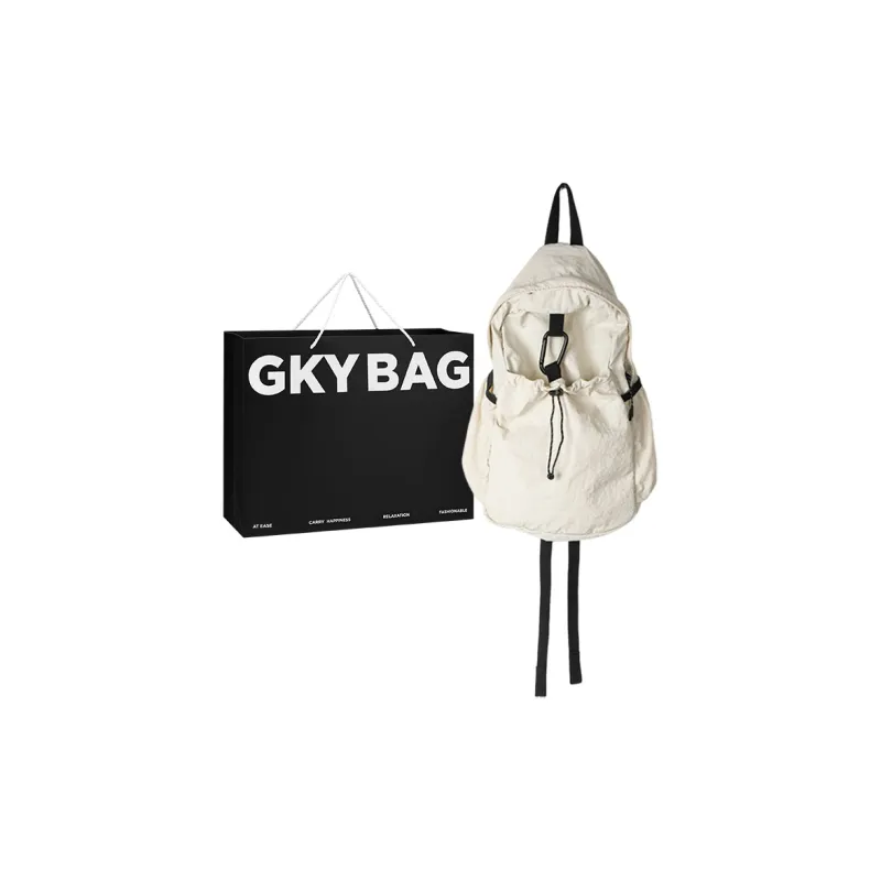 GKY Nylon Backpack Unisex White/Black/Pink/Blue-0