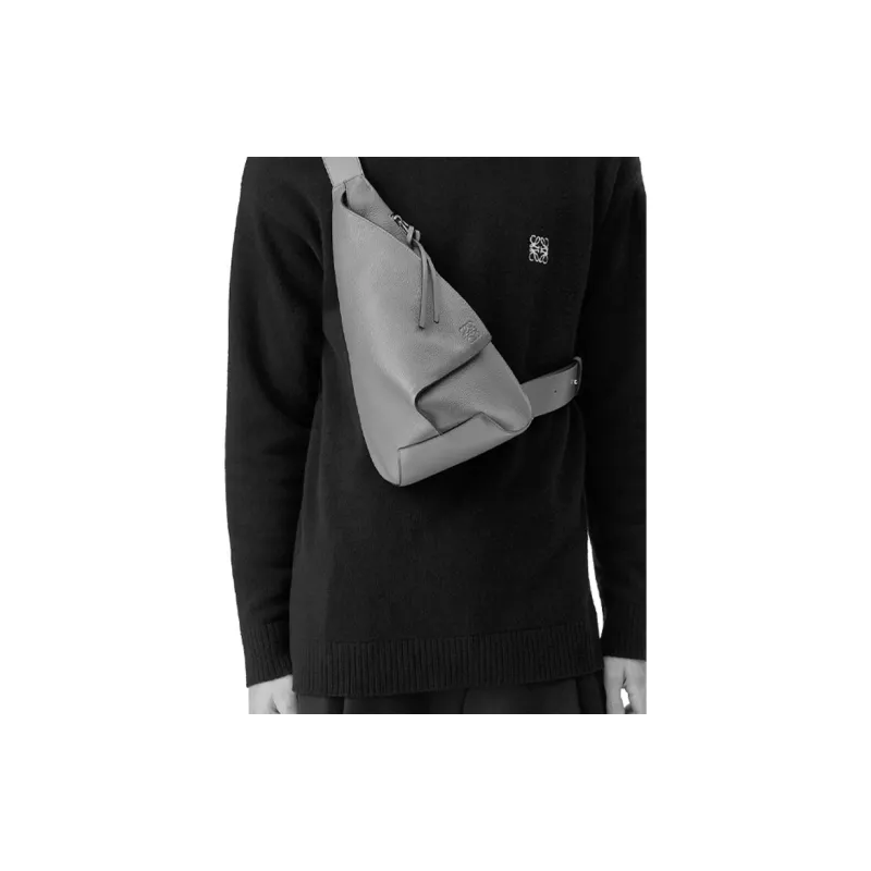 LOEWE Anton Sling Calfskin Shoulder Bag, Sling Bag Men's Anthracite/Gray-5