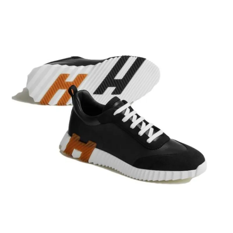 HERMES Bouncing Low Top Casual Shoes Men's Black-4