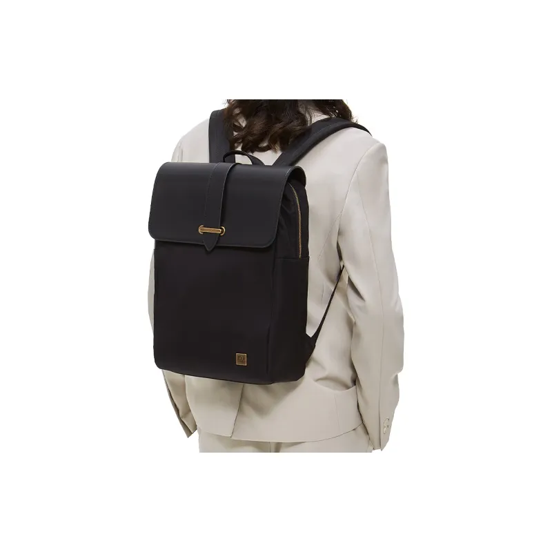 UMM Nylon Fabric Backpack Medium Size Unisex Black-5