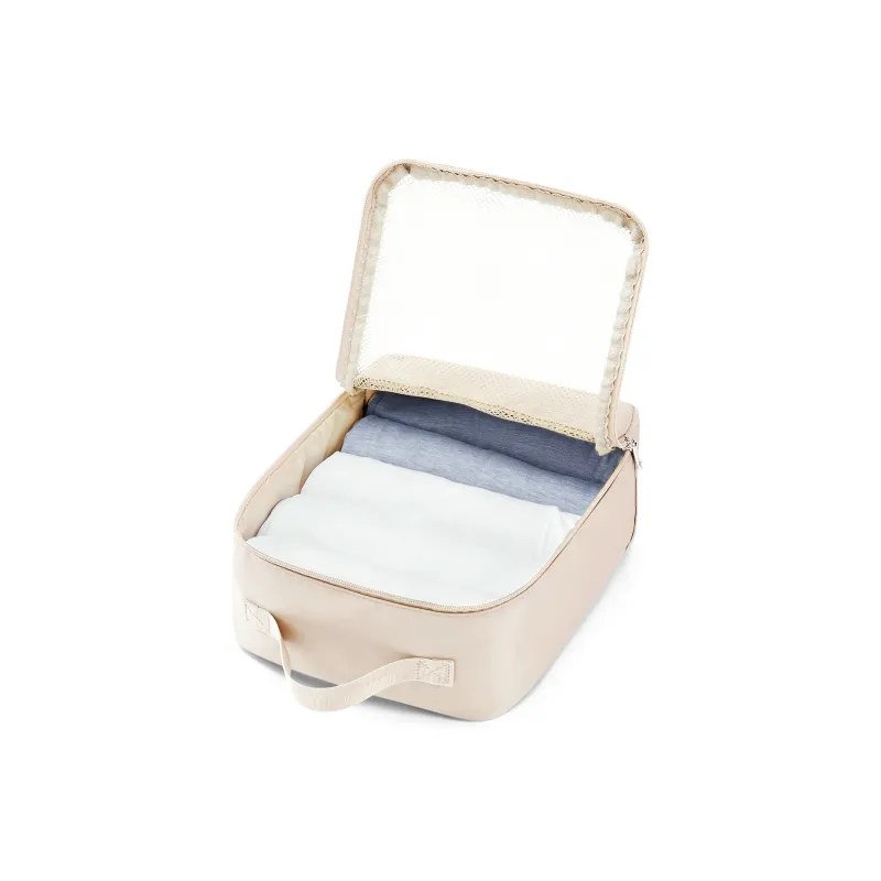 JEANSWEST Fabric Toiletry Bag Makeup Bag Storage Bag Handbag Women's Beige-4
