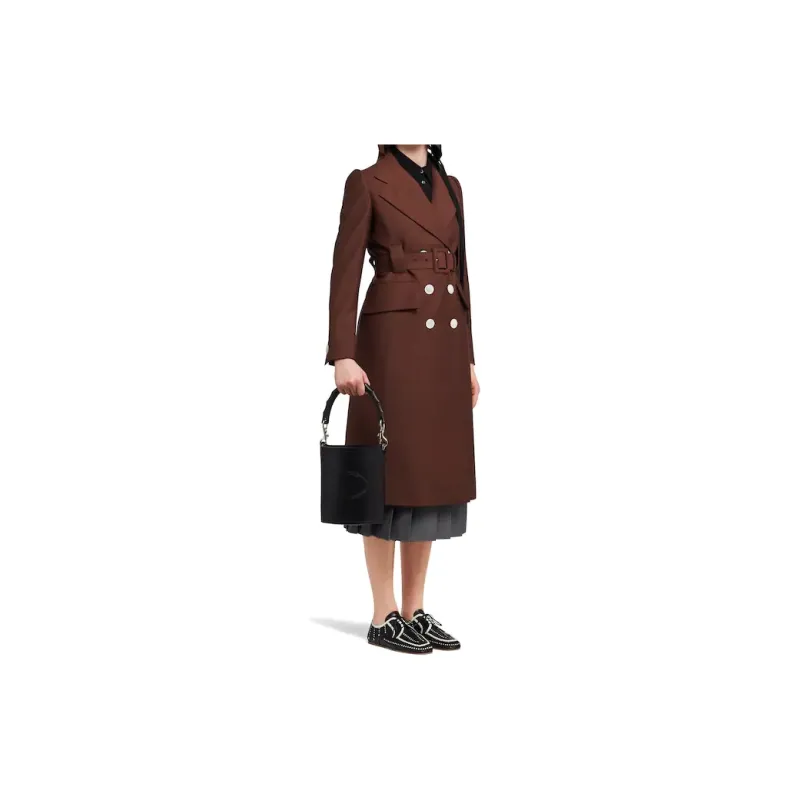 PRADA Leather Handbag Bucket Bag Women's Black-5