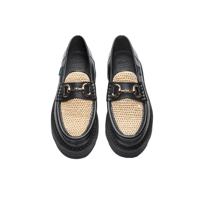 Paraboot Vincennes Raphia Loafers Women's Beige Black-4